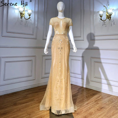 Navy Blue Sleeveless Luxury Evening Dresses Full Diamond Mermaid   2025 Serene Hill Plus Size LA60742 Customized