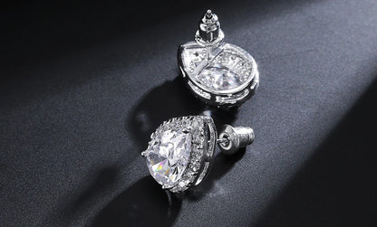 ZAKOL Classic Silver Color Water Drop Cubic Zircon Stud Earrings for Women Crystal Bridal Wedding Party Jewelry Aretes