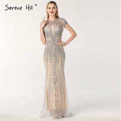 Navy Blue Sleeveless Luxury Evening Dresses Full Diamond Mermaid   2025 Serene Hill Plus Size LA60742 Customized