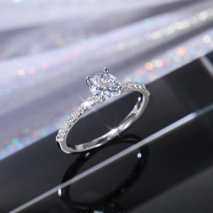 Huitan Classic 4 Claws Design Round Zirconia Women Wedding Engagement Rings 3 Colors Available Low-key Bridal Jewelry Hot Sale