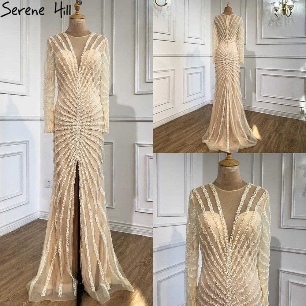Luxury Black Beading Mermaid Long Split Evening Dresses Party Wear  For Women Real Photo 2025 LA70183 Customized