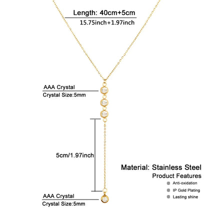MinaMaMa New Style Stainless Steel Chain Shiny Crystal Necklaces Earrings Jewelry Sets For Women Girls New Fashion Jewelry Sets