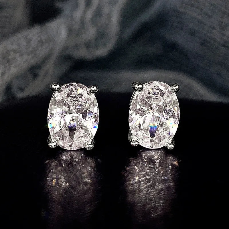 Huitan Chic Women's Drop Earrings Silver Color With Big CZ Stone Gorgeous Female Party Jewelry Anniversary Gift Earring for Girl