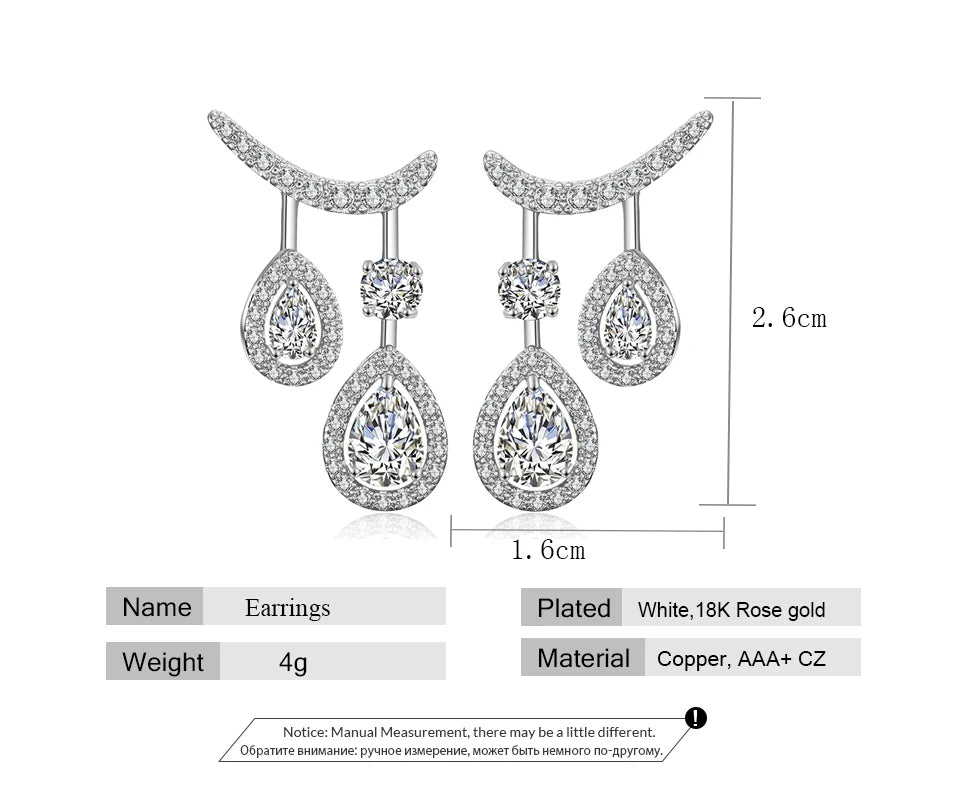 ZAKOL Personality Cubic Zirconia Double Drop Dangle Earrings for Women Wedding Dinner Anniversary Birthday Gift Jewelry FSEP2388