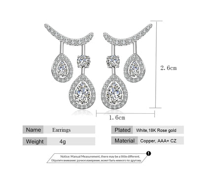 ZAKOL Personality Cubic Zirconia Double Drop Dangle Earrings for Women Wedding Dinner Anniversary Birthday Gift Jewelry FSEP2388