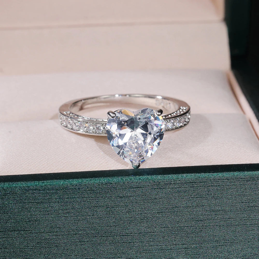 Huitan Luxury Heart CZ Women Wedding Sets Ring/Earring/Necklace High-quality Silver Color Love Jewelry Eternity Accessories Bulk