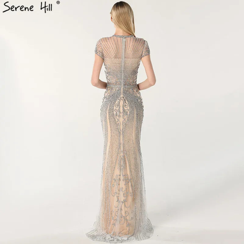 Navy Blue Sleeveless Luxury Evening Dresses Full Diamond Mermaid   2025 Serene Hill Plus Size LA60742 Customized