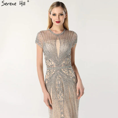 Navy Blue Sleeveless Luxury Evening Dresses Full Diamond Mermaid   2025 Serene Hill Plus Size LA60742 Customized
