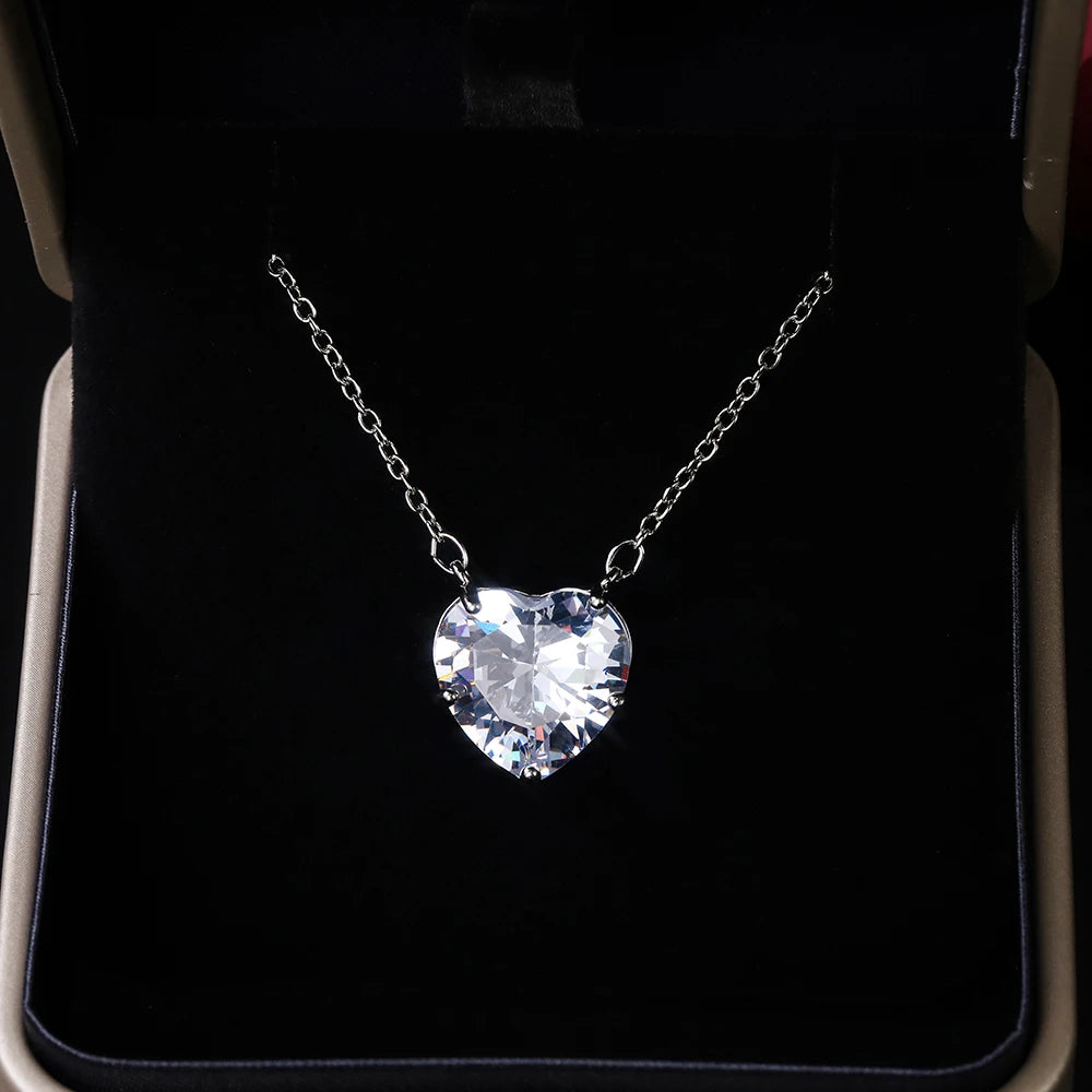 Huitan Luxury Heart CZ Women Wedding Sets Ring/Earring/Necklace High-quality Silver Color Love Jewelry Eternity Accessories Bulk