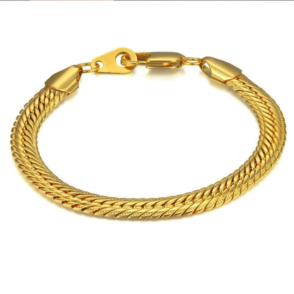 5MM-7MM Stainless Steel Snake Chain Bracelet For Men Women Gold Silver Color Thick Hand Chains Male Gift