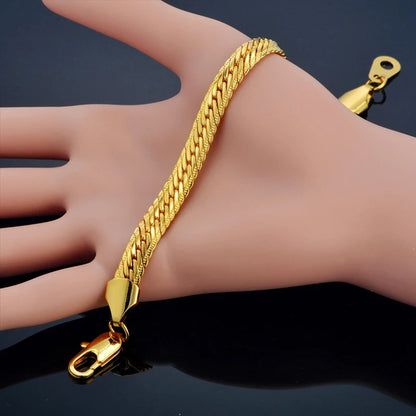 5MM-7MM Stainless Steel Snake Chain Bracelet For Men Women Gold Silver Color Thick Hand Chains Male Gift