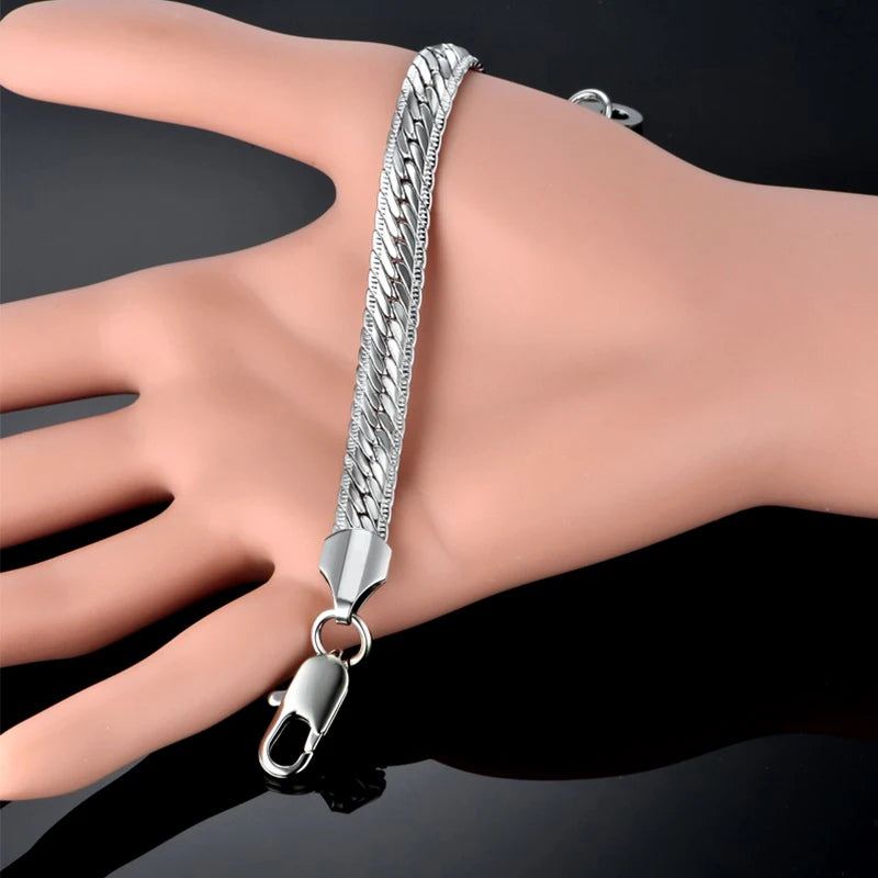 5MM-7MM Stainless Steel Snake Chain Bracelet For Men Women Gold Silver Color Thick Hand Chains Male Gift