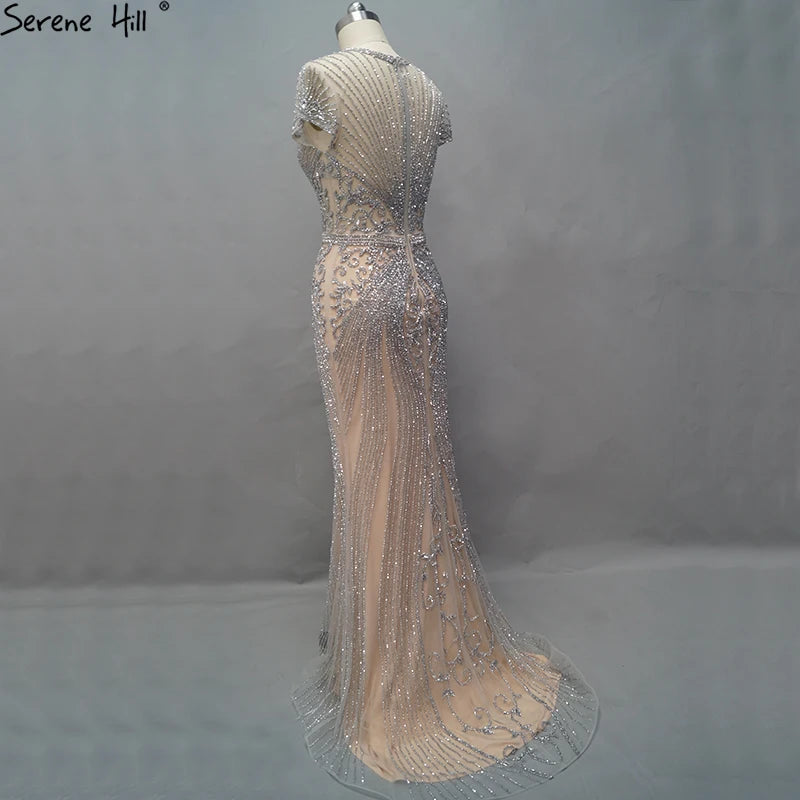 Navy Blue Sleeveless Luxury Evening Dresses Full Diamond Mermaid   2025 Serene Hill Plus Size LA60742 Customized