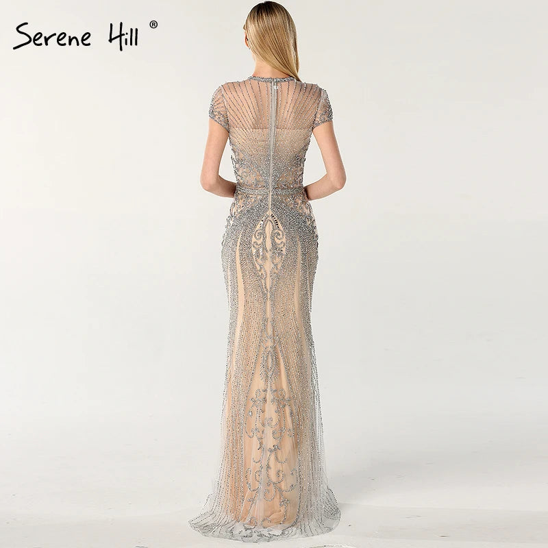 Navy Blue Sleeveless Luxury Evening Dresses Full Diamond Mermaid   2025 Serene Hill Plus Size LA60742 Customized