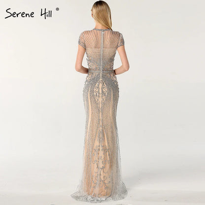 Navy Blue Sleeveless Luxury Evening Dresses Full Diamond Mermaid   2025 Serene Hill Plus Size LA60742 Customized