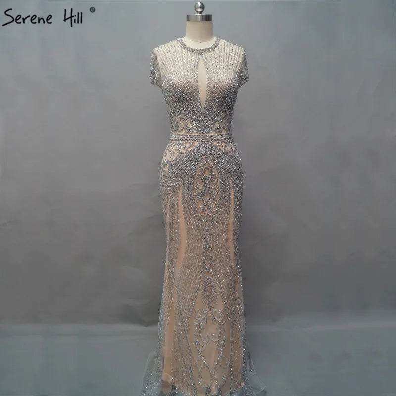 Navy Blue Sleeveless Luxury Evening Dresses Full Diamond Mermaid   2025 Serene Hill Plus Size LA60742 Customized