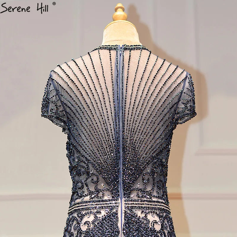 Navy Blue Sleeveless Luxury Evening Dresses Full Diamond Mermaid   2025 Serene Hill Plus Size LA60742 Customized