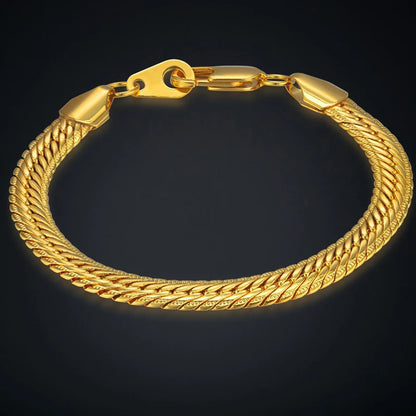 5MM-7MM Stainless Steel Snake Chain Bracelet For Men Women Gold Silver Color Thick Hand Chains Male Gift