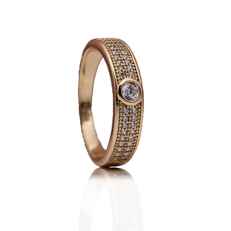 PATAYA New Micro-wax Inlay Luxury Women Rings 585 Rose Gold Color Wedding Fine Fashion Jewelry White Round Natural Zircon Ring