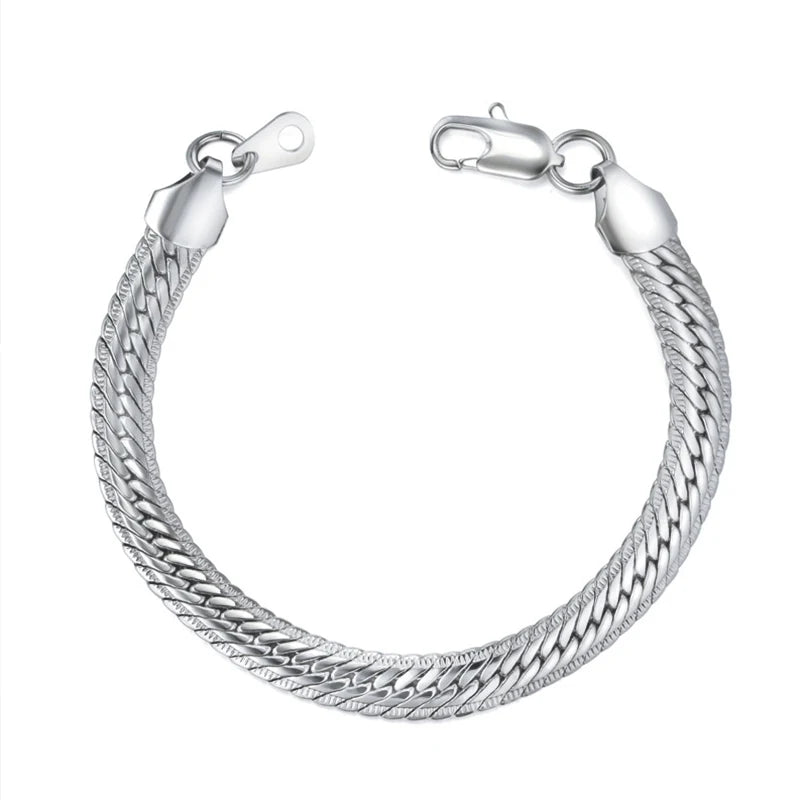 5MM-7MM Stainless Steel Snake Chain Bracelet For Men Women Gold Silver Color Thick Hand Chains Male Gift
