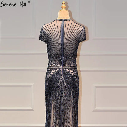 Navy Blue Sleeveless Luxury Evening Dresses Full Diamond Mermaid   2025 Serene Hill Plus Size LA60742 Customized