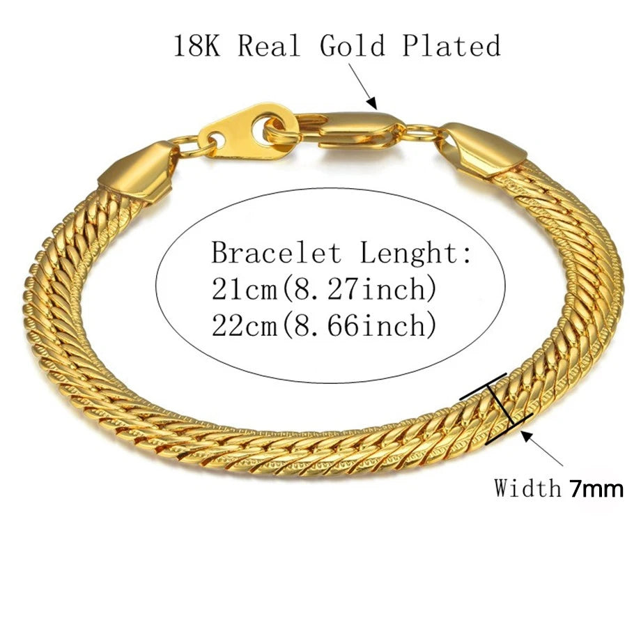 5MM-7MM Stainless Steel Snake Chain Bracelet For Men Women Gold Silver Color Thick Hand Chains Male Gift