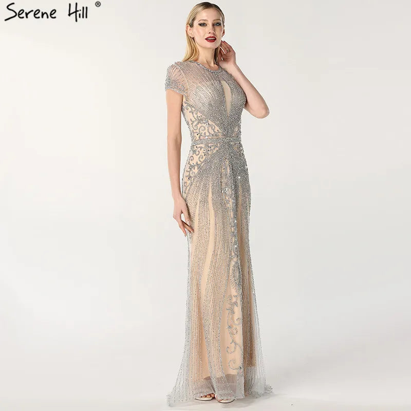 Navy Blue Sleeveless Luxury Evening Dresses Full Diamond Mermaid   2025 Serene Hill Plus Size LA60742 Customized