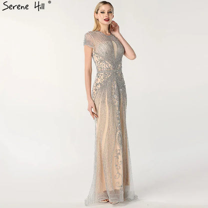 Navy Blue Sleeveless Luxury Evening Dresses Full Diamond Mermaid   2025 Serene Hill Plus Size LA60742 Customized