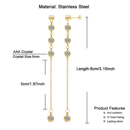 MinaMaMa New Style Stainless Steel Chain Shiny Crystal Necklaces Earrings Jewelry Sets For Women Girls New Fashion Jewelry Sets