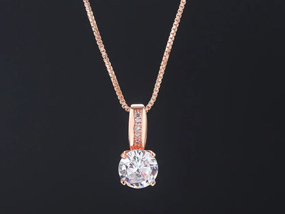 Minimalist Simple Crystal Pendants Necklaces For Women Charms Zirconia Necklace Rose Gold Color Fashionable Neck Jewelry Gifts