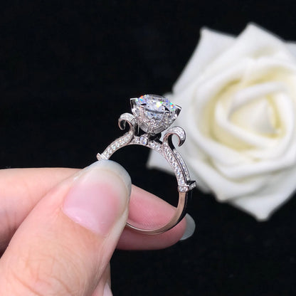 Solid 14K White Gold Ring 2CT Round Brilliant Diamond Engagement Ring For Woman Fine Jewelry Love Promise Gift For Girl Friend