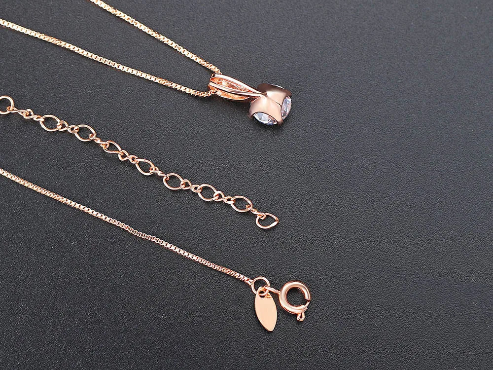 Minimalist Simple Crystal Pendants Necklaces For Women Charms Zirconia Necklace Rose Gold Color Fashionable Neck Jewelry Gifts
