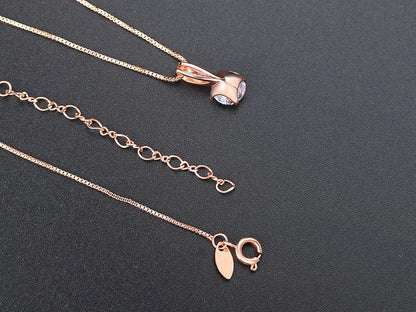 Minimalist Simple Crystal Pendants Necklaces For Women Charms Zirconia Necklace Rose Gold Color Fashionable Neck Jewelry Gifts