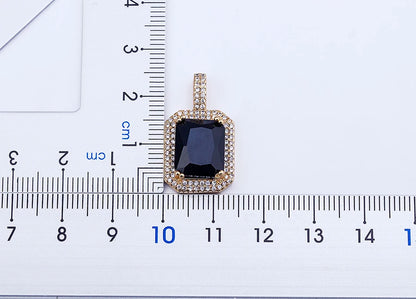 Nidin Top Quality Austrian Crystal Geometric Rectangle Pendant Necklaces For Women 5 Colors Stone Zircon Party Wedding Jewelry