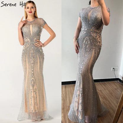 Navy Blue Sleeveless Luxury Evening Dresses Full Diamond Mermaid   2025 Serene Hill Plus Size LA60742 Customized