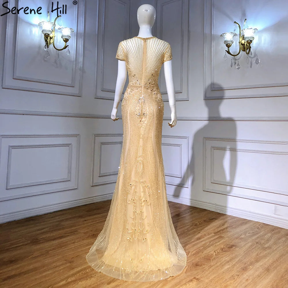 Navy Blue Sleeveless Luxury Evening Dresses Full Diamond Mermaid   2025 Serene Hill Plus Size LA60742 Customized