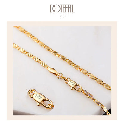 DOTEFFIL 925 Sterling Silver 16/18/20/22/24/26/28/30 Inch 2mm Gold Charm Chain Necklace For Women Man Wedding Fashion Jewelry