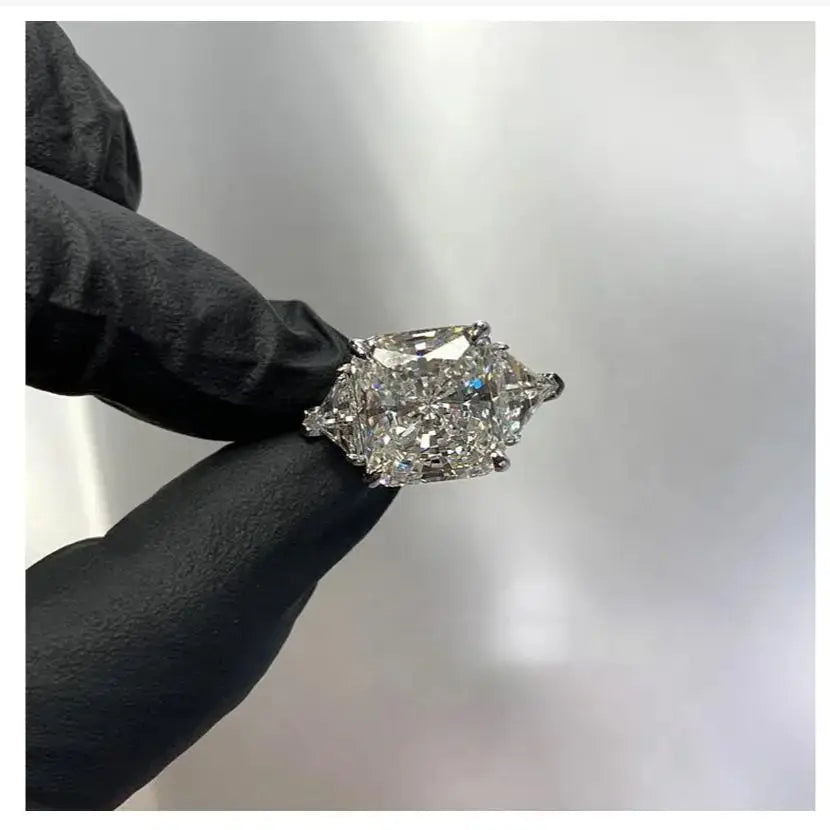 Ice white Zircon Open ring Female Princess square fashion ring jewelry
