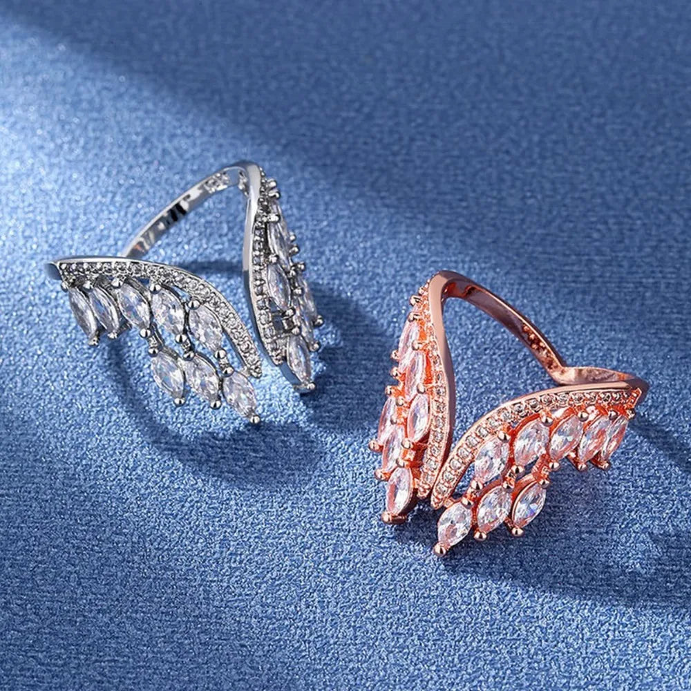 Fashion Bridal Open Bangle Bracelet Angel Wings Design for Women Accessories Zircon Drop Crystal Bracelet Wedding Jewelry