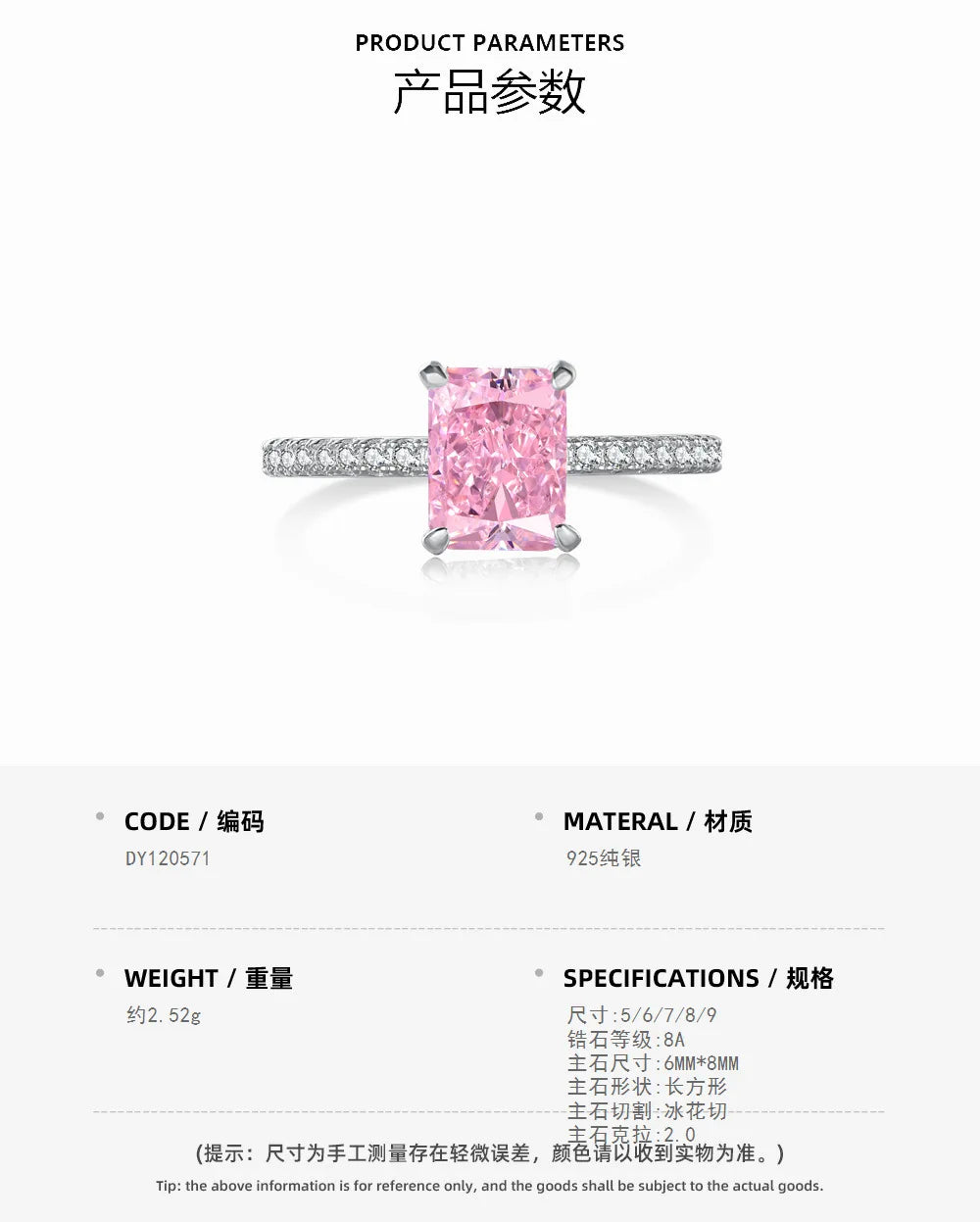EUREKA 925 Sterling Silver Crushed Ice Cut Lab Pink Sapphire Gemstone Ring For Women Wedding Engagement Jewelry