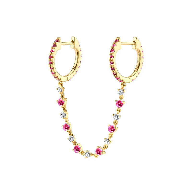 925 Sterling Silver Ear Needle Fashion Exquisite Hoop Earrings  Classic Rose Red Series Earrings for Women Patty Jewelry Gift
