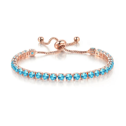 Adjustable Colorful Birthstone Tennis Bracelets for Women 4MM Crystal Bangle Girls Hand Chain Trend Jewelry Accessories H133