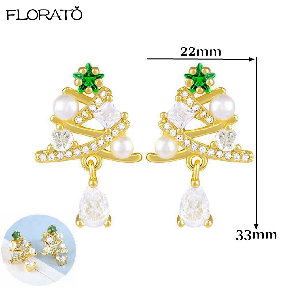 925 Sterling Silver Needle Luxury Green Zircon Pendant Earrings Trend Gold Color Small Hoop Earrings for Women Fashion Jewelry