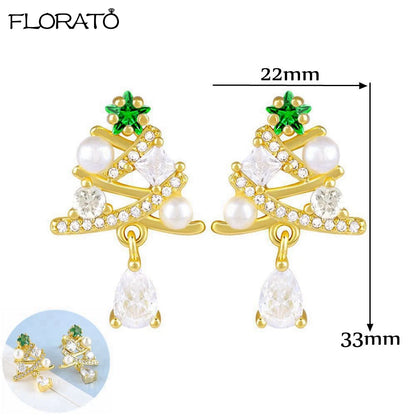 925 Sterling Silver Needle Luxury Green Zircon Pendant Earrings Trend Gold Color Small Hoop Earrings for Women Fashion Jewelry