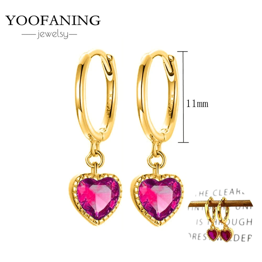 925 Sterling Silver Ear Needle Fashion Exquisite Hoop Earrings  Classic Rose Red Series Earrings for Women Patty Jewelry Gift