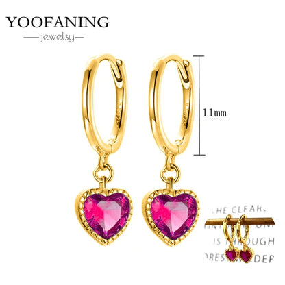 925 Sterling Silver Ear Needle Fashion Exquisite Hoop Earrings  Classic Rose Red Series Earrings for Women Patty Jewelry Gift