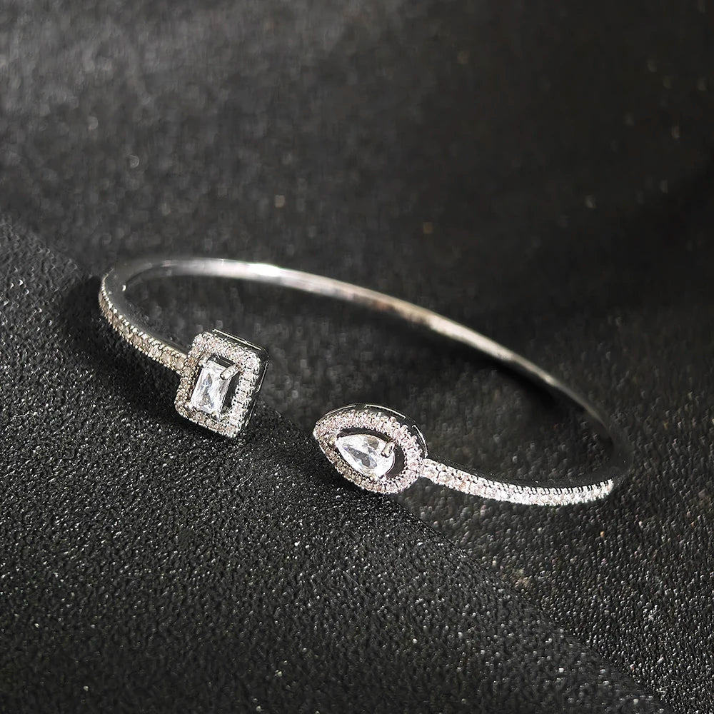 2025 Trendy Snake Punk Pear Shape Silver Color on Hand Adjustable Open Bangle for Women Anniversary Gift Jewelry Wholesale S5214