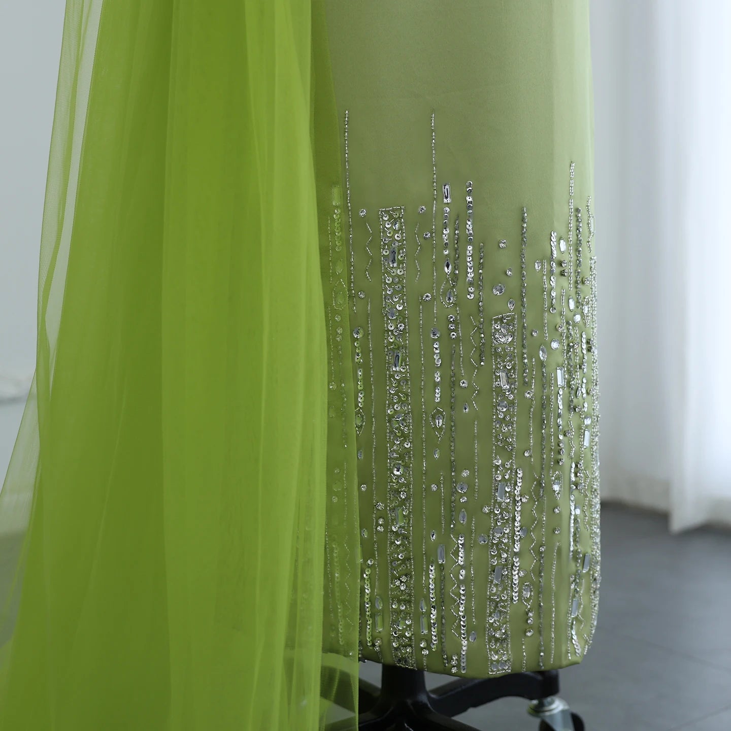Sharon Said Dubai Lilac One Shoulder Evening Dress with Overskirt Arabic Women Sage Green Wedding Party Gowns SS405 Customized