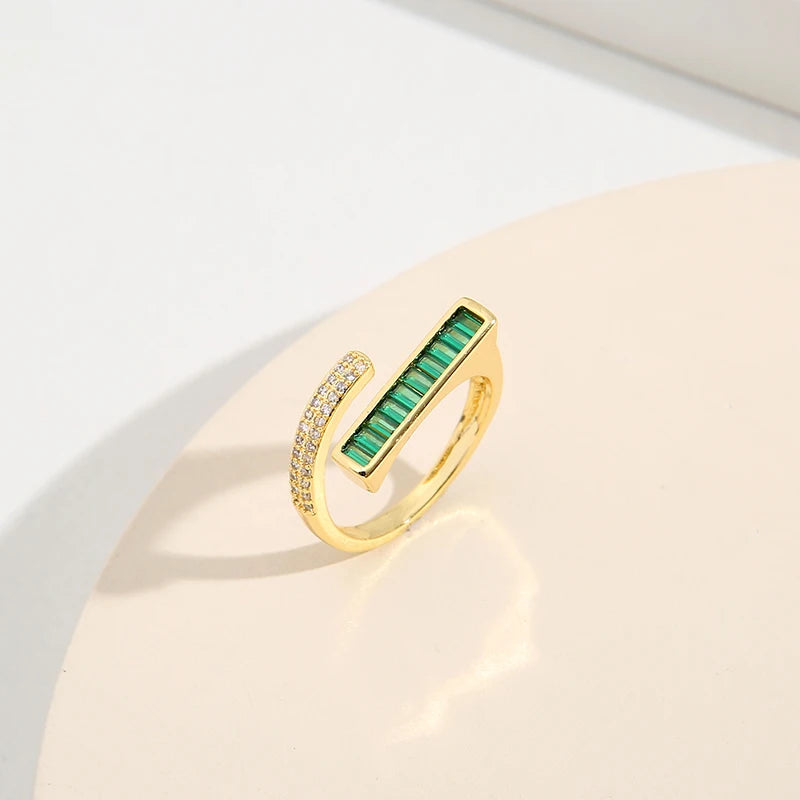 Fashion Green Cubic Zirconia 18K Gold Plated Emerald Crystal For Women Charm Bling Luxury CZ Zircon Jewelry New