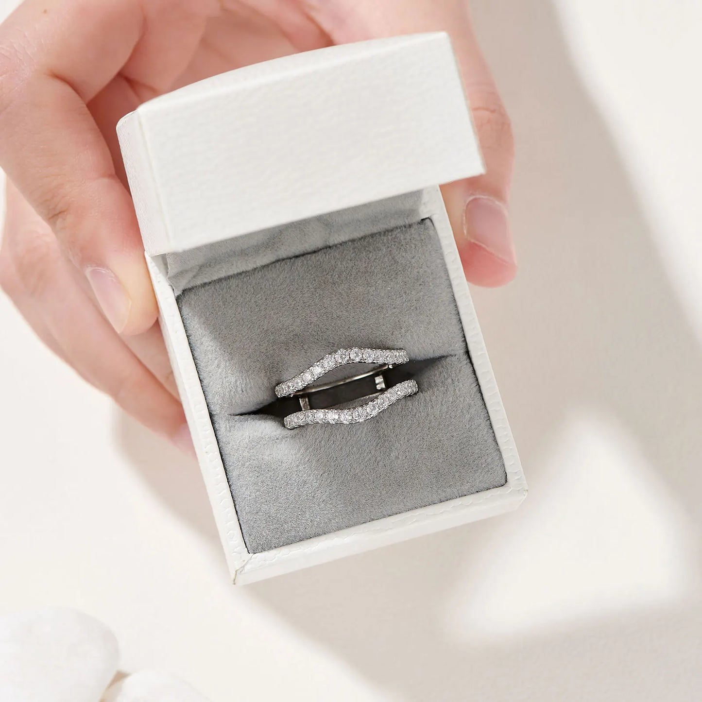 Newshe 925 Sterling Silver Moissanite Rings for Women Engagement Wedding Band Simulated Diamond Jewelry Luxury Enhancer Ring